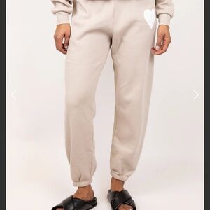 SPRWMN heart sweatpants, oat, medium new tags